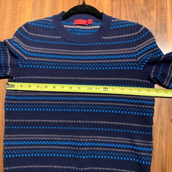 Hugo Boss sweater, Sz M-L, long sleeve pull over, navy, bright blue, EUC - Picture 7 of 16